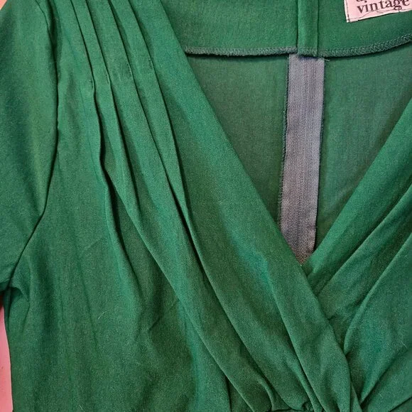 Unique Vintage Delores 1950s Emerald Green Swing Dress XXL - Picture 3 of 10